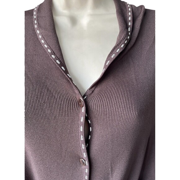 NWT Venini Long Sleeve Belted Long Cardigan Womens Size Small Brown‎ Button Down - Picture 4 of 13
